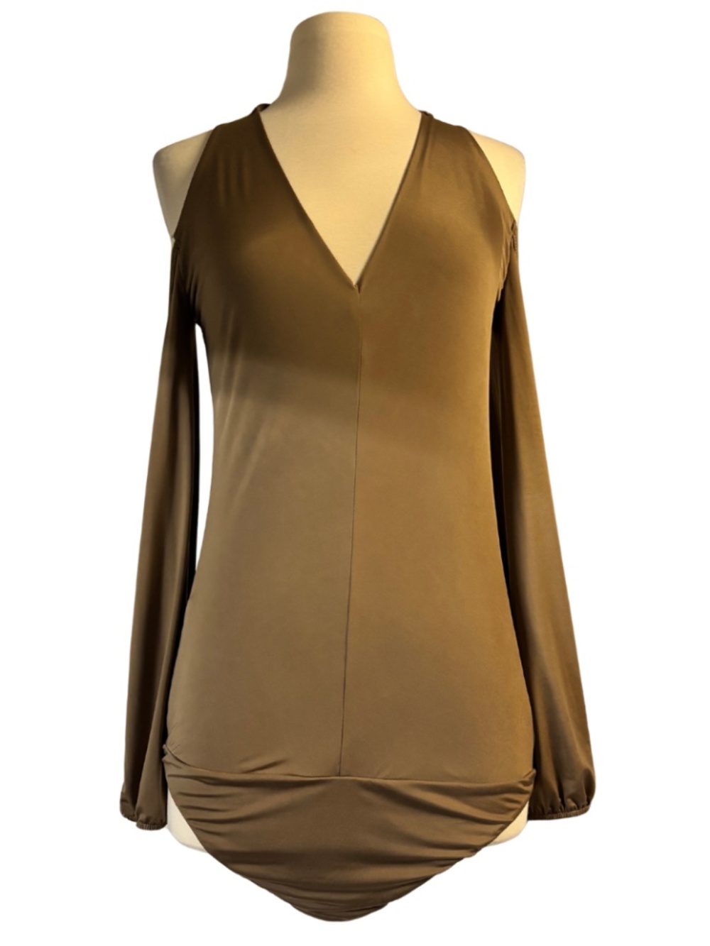 Brown cold shoulder body suit from Boston Proper